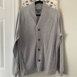 Kenneth Cole Reaction Waffle Knit Shawl Collar Cardigan Preppy Academia L